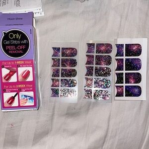 Galaxy space gel nail strips big fingers